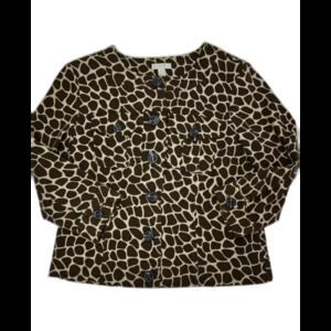 CHARTER CLUB Women’s Blazer Jacket Size S Animal Print 3/4 Sleeves Cotton Blend